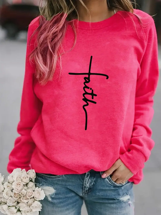 Casual Long Sleeve Crew Neck Letter Print Pullover Sweatshirt