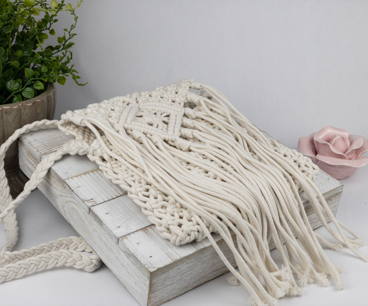 Boho Style Fringed Crochet Crossbody Shoulder Bag