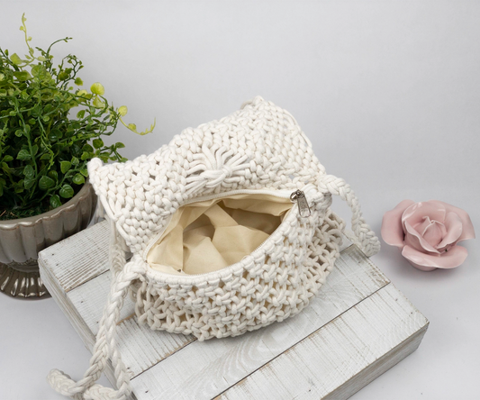 Boho Style Fringed Crochet Crossbody Shoulder Bag