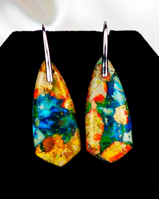 Emperor Stone Boho Style Crackle Pattern Dangle Earrings