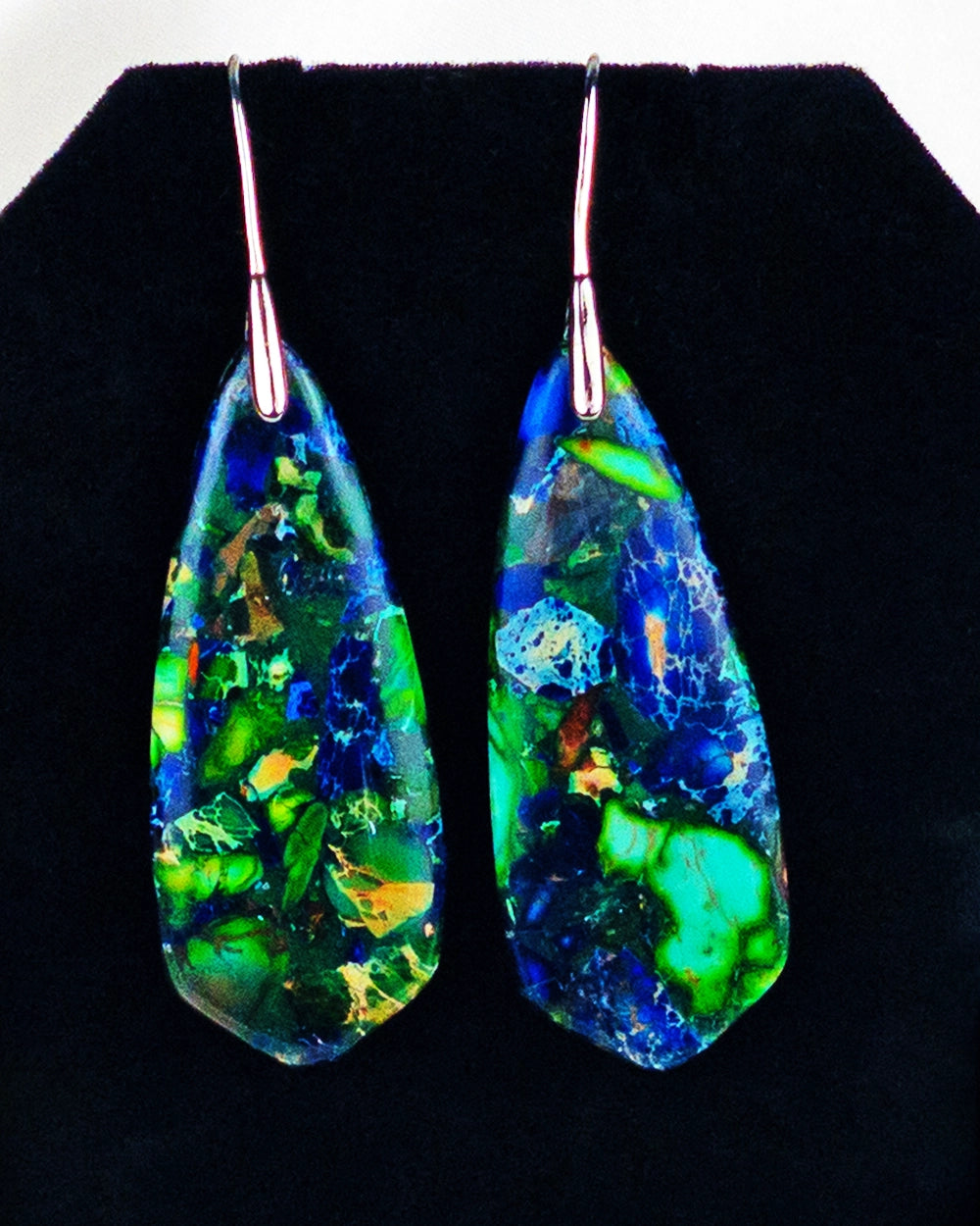 Emperor Stone Boho Style Crackle Pattern Dangle Earrings
