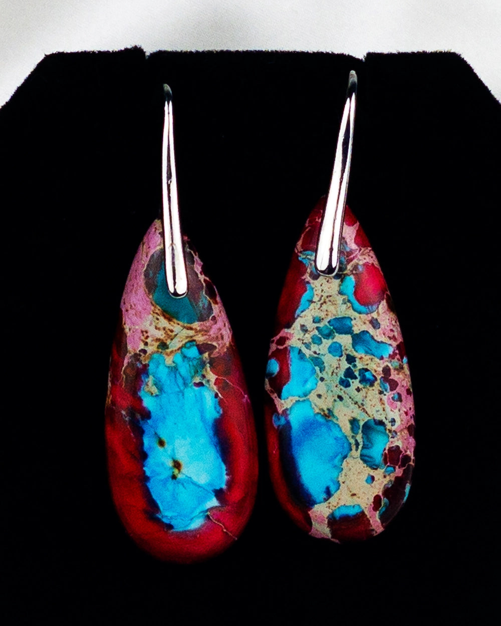 Retro Bohemian Style Colorful Droplet Shape Dangle Earrings