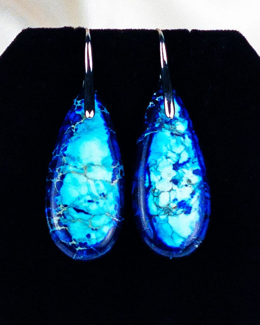 Natural Sea Sediment Stone Dangle Healing Drop Earrings