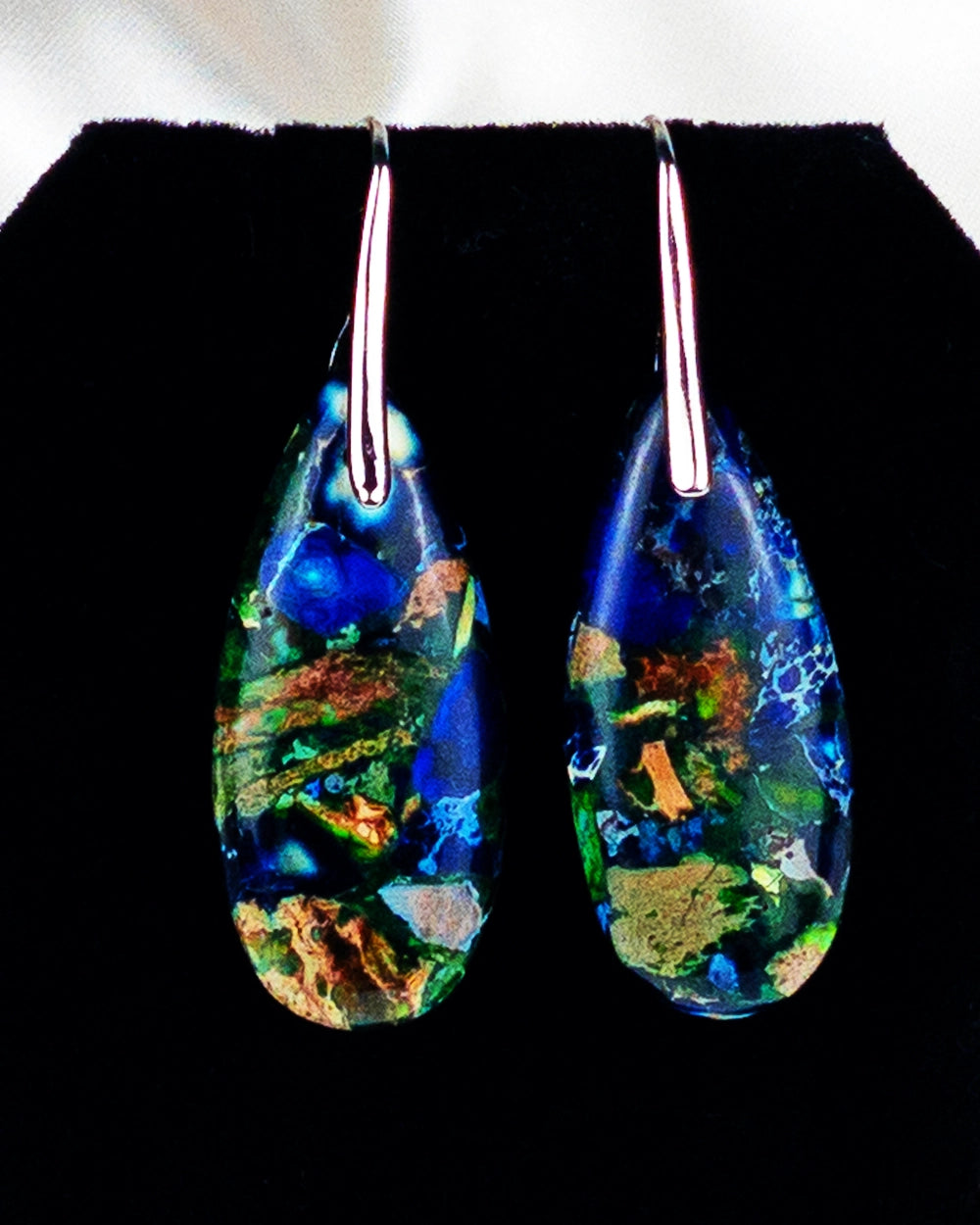 Natural Sea Sediment Stone Dangle Healing Drop Earrings