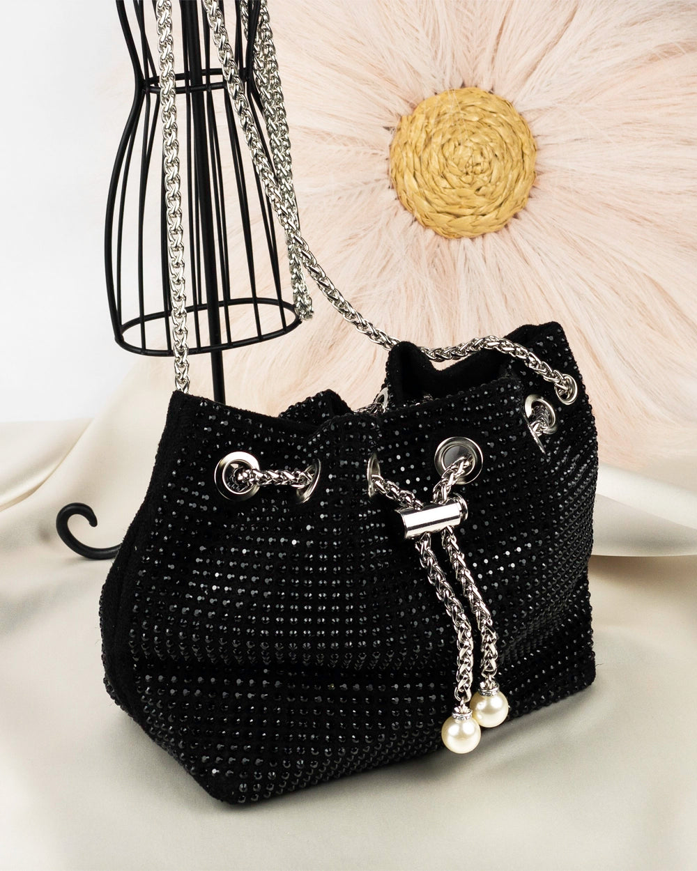 Rhinestone Decor Bucket Bag