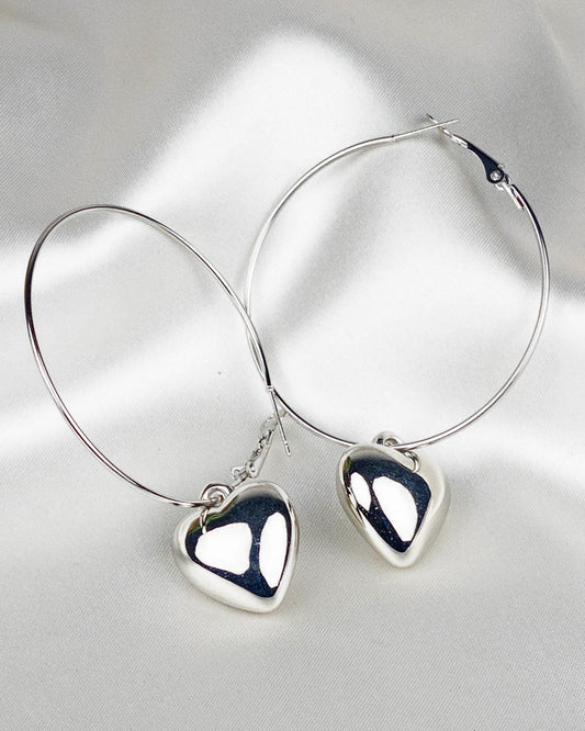 Large Round Hoop Heart-shaped Earrings