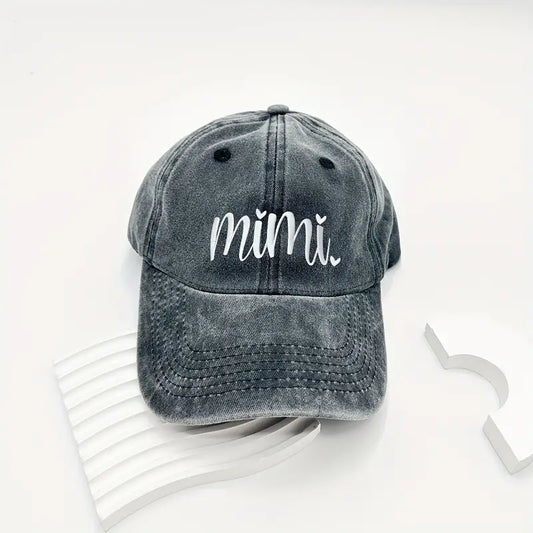 Mimi Printed Washed Distressed Baseball Cap