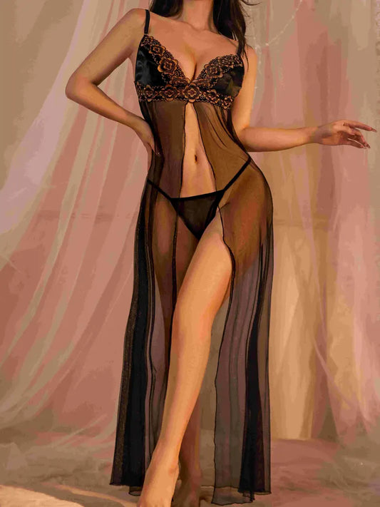 Sexy Lace Nightdress - Open Front Long Line Lingerie