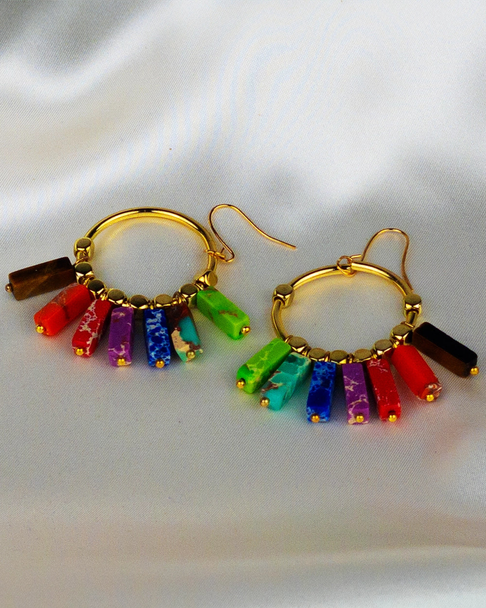 Colorful Tassel Chain Pendant Earrings